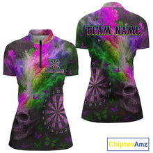 Load image into Gallery viewer, Custom Colorful Smoke Skull Dartboard Women Dart Shirt Outfits Butterflies Dart Jerseys NYN1065