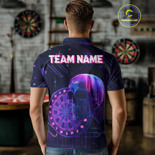 Load image into Gallery viewer, Custom Black &amp; Purple Cyberpunk Dart Shirt For Men Neon Skull Dart Team Jerseys NYN1069