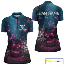 Load image into Gallery viewer, Custom Blue And Pink Butterflies Skull Dart Shirt For Women Romantic Darts Team Jerseys NYN1070
