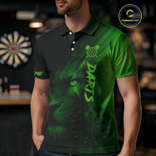 Load image into Gallery viewer, Custom Black-Green Horror Lion Dartboard Dart Polo Shirt For Men Grunge Dart Jerseys NYN1412