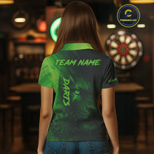 Load image into Gallery viewer, Custom Black-Green Horror Lion Dartboard Dart Polo Shirt For Women Grunge Dart Jerseys NYN1412