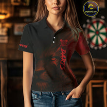 Load image into Gallery viewer, Custom Black-Red Horror Lion Dartboard Dart Polo Shirt For Women Grunge Dart Jerseys NYN1413