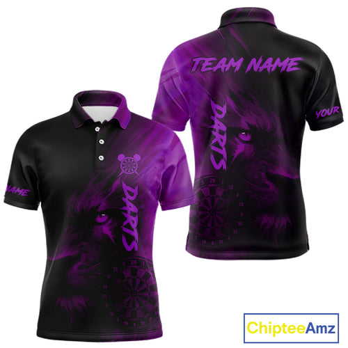 Custom Black- Purple Horror Lion Dartboard Dart Polo Shirt For Men Grunge Dart Jerseys NYN1414
