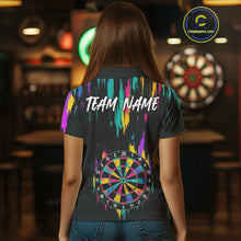 Load image into Gallery viewer, Custom Colorful Grunge Dartboard Darts Jerseys For Women, Darts Team Shirt Personalized NYN1093