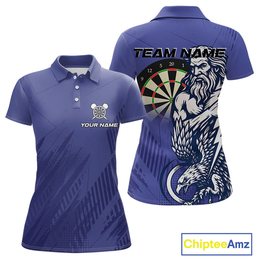 Zeus Power Dartboard Purple Darts Shirt For Women - Custom Name & Team For Players NYN0569