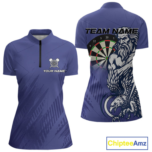 Zeus Power Dartboard Purple Darts Shirt For Women - Custom Name & Team For Players NYN0569