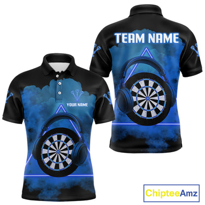 Azure Smoke Headphones Dartboard Funny Darts Shirt For Men - Custom Team Jersey NYN0580