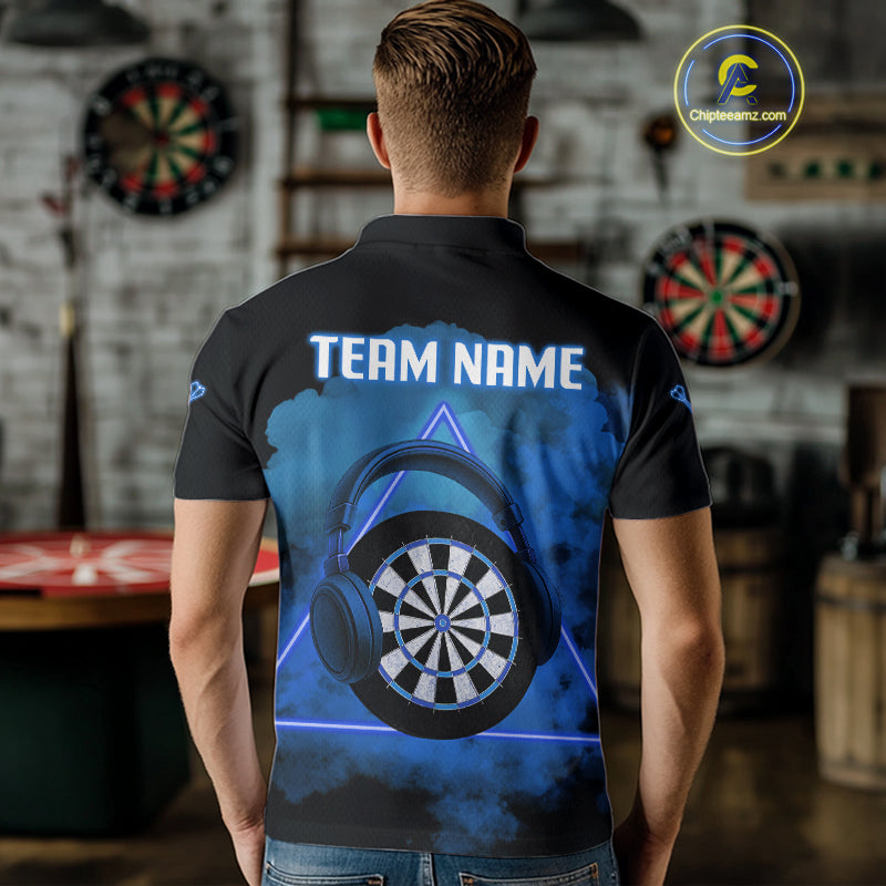 Azure Smoke Headphones Dartboard Funny Darts Shirt For Men - Custom Team Jersey NYN0580