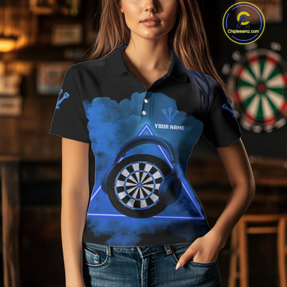 Azure Smoke Headphones Dartboard Funny Darts Shirt For Women - Custom Team Jersey NYN0580