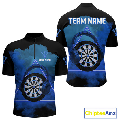 Azure Smoke Headphones Dartboard Funny Darts Shirt For Men - Custom Team Jersey NYN0580