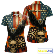 Load image into Gallery viewer, Custom Women US Flag Patriotic Darts Shirt Flame Eagle Retro Dart Jerseys, Darts Team NYN1128