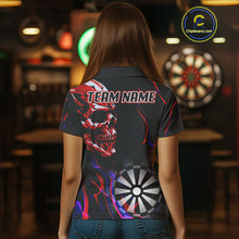 Load image into Gallery viewer, Red Skull And Dartboard Custom Darts Polo Shirts For Women, Darts Jersey NYN0776