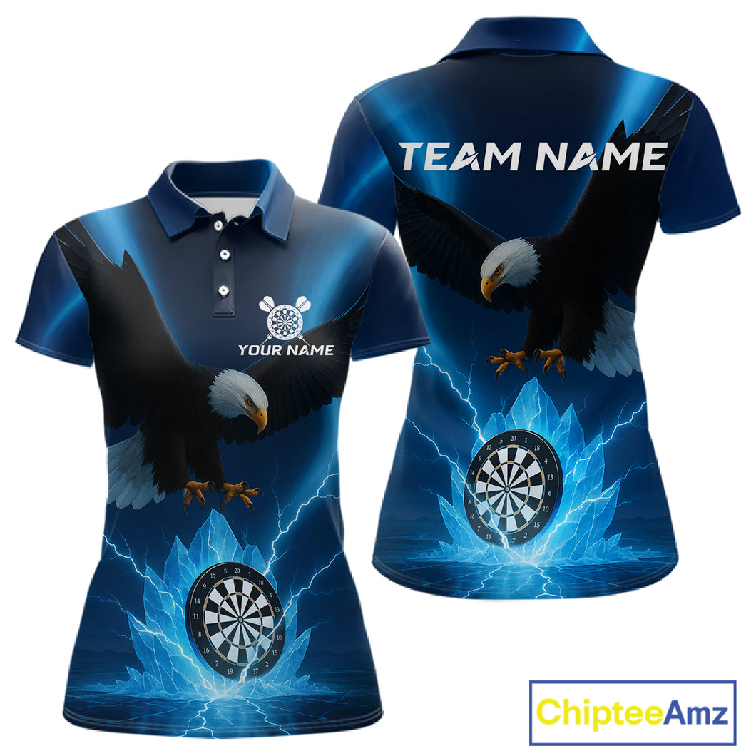 Custom Darts Shirt For Women Blue Icy Eagle Dartboard Dart Jerseys, Dart Team Shirts NYN1149
