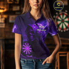 Load image into Gallery viewer, Custom Funny Skull Darts Shirt For Women Personalized Purple Dartboard Dart Team Jerseys NYN1159