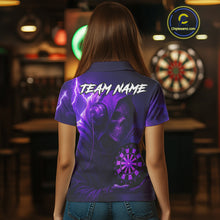 Load image into Gallery viewer, Custom Funny Skull Darts Shirt For Women Personalized Purple Dartboard Dart Team Jerseys NYN1159