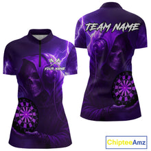 Load image into Gallery viewer, Custom Funny Skull Darts Shirt For Women Personalized Purple Dartboard Dart Team Jerseys NYN1159