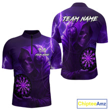 Load image into Gallery viewer, Custom Funny Skull Darts Shirt For Men Personalized Purple Dartboard Dart Team Jerseys NYN1159