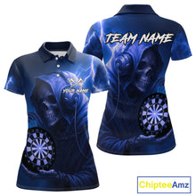 Load image into Gallery viewer, Custom Funny Skull Darts Shirt For Women Personalized Blue Dartboard Dart Team Jerseys NYN1160
