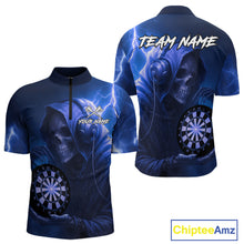 Load image into Gallery viewer, Custom Funny Skull Darts Shirt For Men Personalized Blue Dartboard Dart Team Jerseys NYN1160