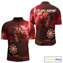 Load image into Gallery viewer, Custom Funny Skull Darts Shirt For Men Personalized Red Dartboard Dart Team Jerseys NYN1161