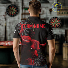 Load image into Gallery viewer, Red Ferocious Bull Grunge Dartboard Darts Shirt For Men - Custom Name &amp; Team Jersey NYN0611