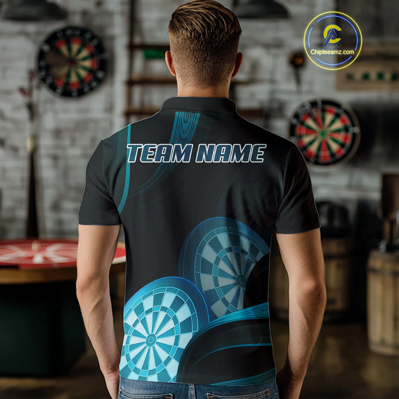 Three Turquoise-Dartboard 3D Tribal Darts Shirt For Men - Custom Name & Team Jersey NYN0623