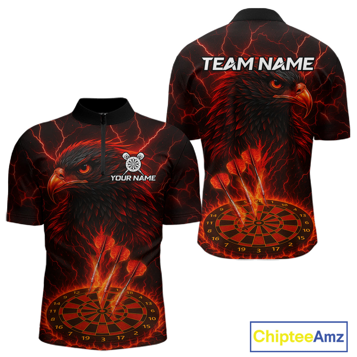 Personalized Lightning Eagle Dart Shirt Custom Red Dartboard Dart Jerseys For Men NYN1222