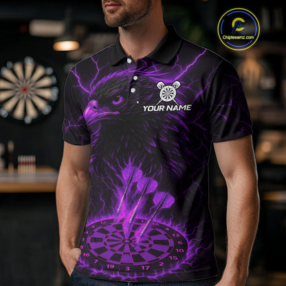 Personalized Lightning Eagle Dart Shirt Custom Purple Dartboard Dart Jerseys For Men NYN1223
