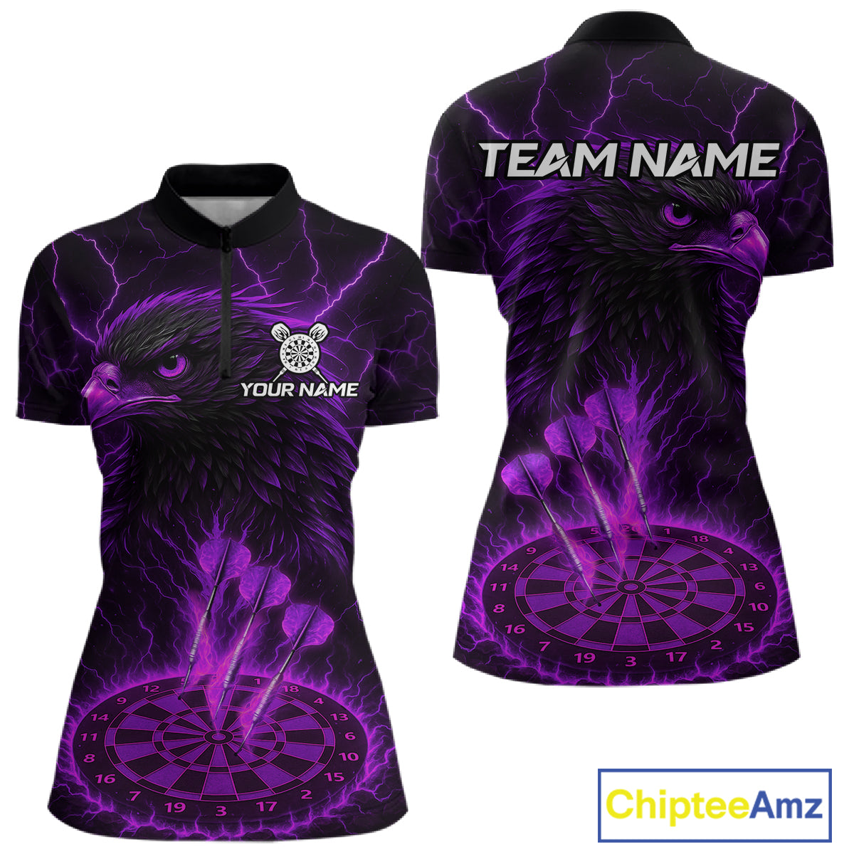 Personalized Lightning Eagle Dart Shirt Custom Purple Dartboard Dart Jerseys For Women NYN1223