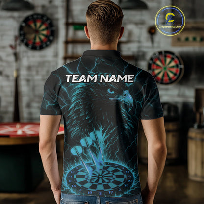 Personalized Lightning Eagle Dart Shirt Custom Blue Dartboard Dart Jerseys For Men NYN1224
