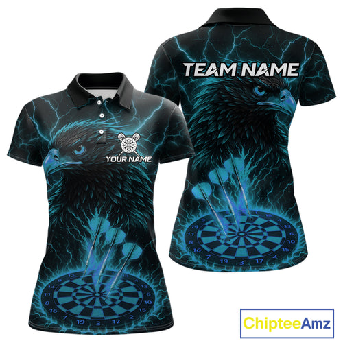 Personalized Lightning Eagle Dart Shirt Custom Blue Dartboard Dart Jerseys For Women NYN1224