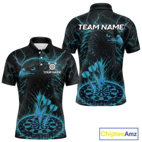 Personalized Lightning Eagle Dart Shirt Custom Blue Dartboard Dart Jerseys For Men NYN1224