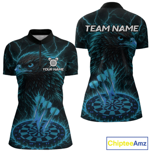 Personalized Lightning Eagle Dart Shirt Custom Blue Dartboard Dart Jerseys For Women NYN1224