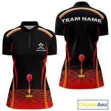 Load image into Gallery viewer, Red Dartboard &amp; Dart Arrow Darts Shirt For Women - Custom Team Name - Darts Jersey NYN0369