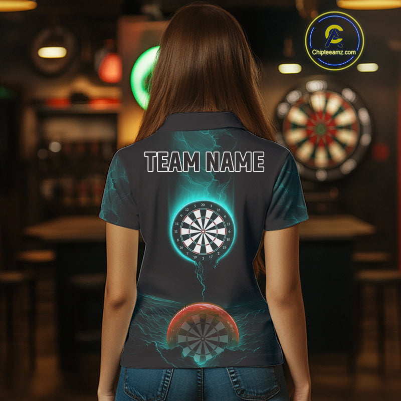 Thunder Dartboards Women's Darts Shirt - Custom Name & Team | Opt2 - Turquoise Orange NYN0632