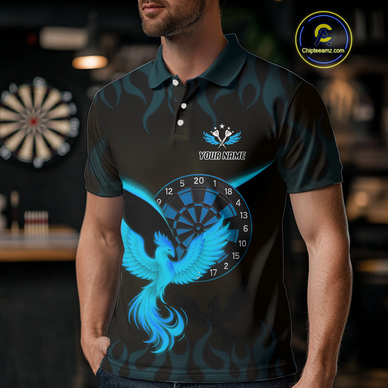 Phoenix Flame Dartboards Men's Darts Shirt - Custom Name & Team Jersey | Opt2 - Turquoise NYN0637