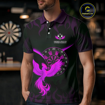 Phoenix Flame Dartboards Men's Darts Shirt - Custom Name & Team Jersey | Opt3 - Purple NYN0638