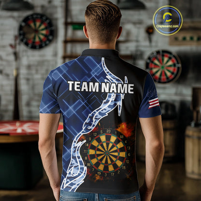 Colorful Splash Dartboard & Cobalt Camo Darts Shirt For Men - Custom Team Name NYN0376