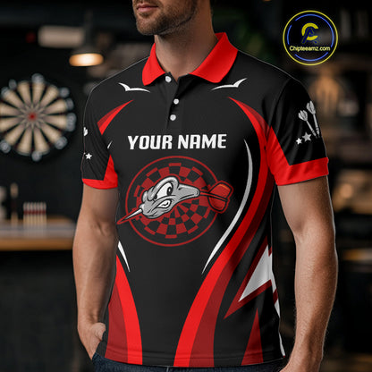 Red Darts Arrow & Dartboard Funny Darts Shirt For Men - Custom Team & Player Name NYN0378