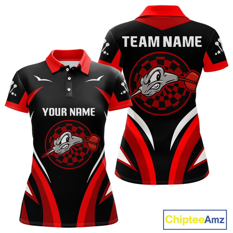 Red Darts Arrow & Dartboard Funny Darts Shirt For Women - Custom Team & Player Name NYN0378