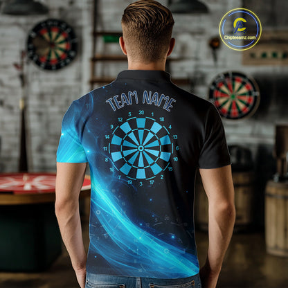 Dartboard 3D Lightning Darts Shirt For Men Custom Name & Team Jersey | Opt1 - Blue NYN0645