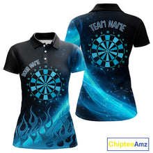 Load image into Gallery viewer, Dartboard 3D Lightning Darts Shirt For Women Custom Name &amp; Team Jersey | Opt1 - Blue NYN0645