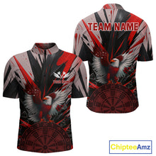 Load image into Gallery viewer, Eagle Dartboard Broken Glass Men's Darts Shirt Custom Name &amp; Team | Opt1 - Red NYN0656