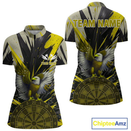 Eagle Dartboard Broken Glass Women's Darts Shirt Custom Name & Team | Opt3 - Yellow NYN0658