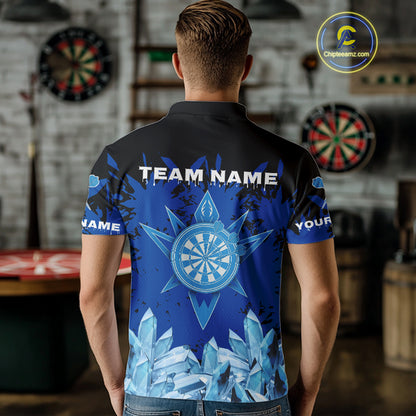 Funny Ice Pattern & Blue Dartboard Darts Team Shirt For Men - Customizable Name NYN0386