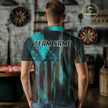 Load image into Gallery viewer, American Flag Eagle Dartboard Men's Darts Shirt Custom Name &amp; Team | Opt3 - Turquoise NYN0661
