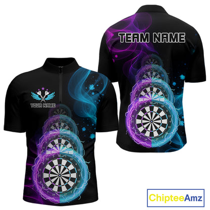 Smoke Thunder Dartboards Men's Darts Shirt Custom Name & Team | Opt1 - Purple Turquoise NYN0662