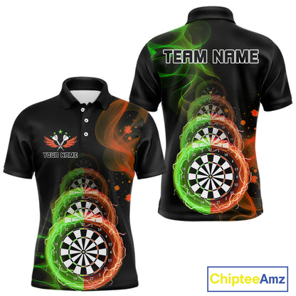 Smoke Thunder Dartboards Men's Darts Shirt Custom Name & Team | Opt2 - Green Orange NYN0663