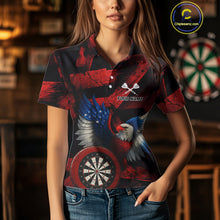 Load image into Gallery viewer, US Flag Eagle Dartboards Grunge Women's Darts Shirt Custom Name &amp; Team | Opt1 - Red NYN0665
