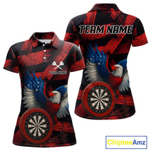 Load image into Gallery viewer, US Flag Eagle Dartboards Grunge Women's Darts Shirt Custom Name &amp; Team | Opt1 - Red NYN0665